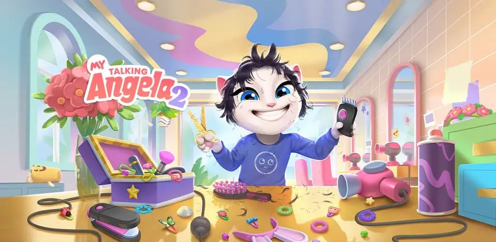 تحميل لعبة My Talking Angela 2 مهكرة جواهر 2025 للأندرويد